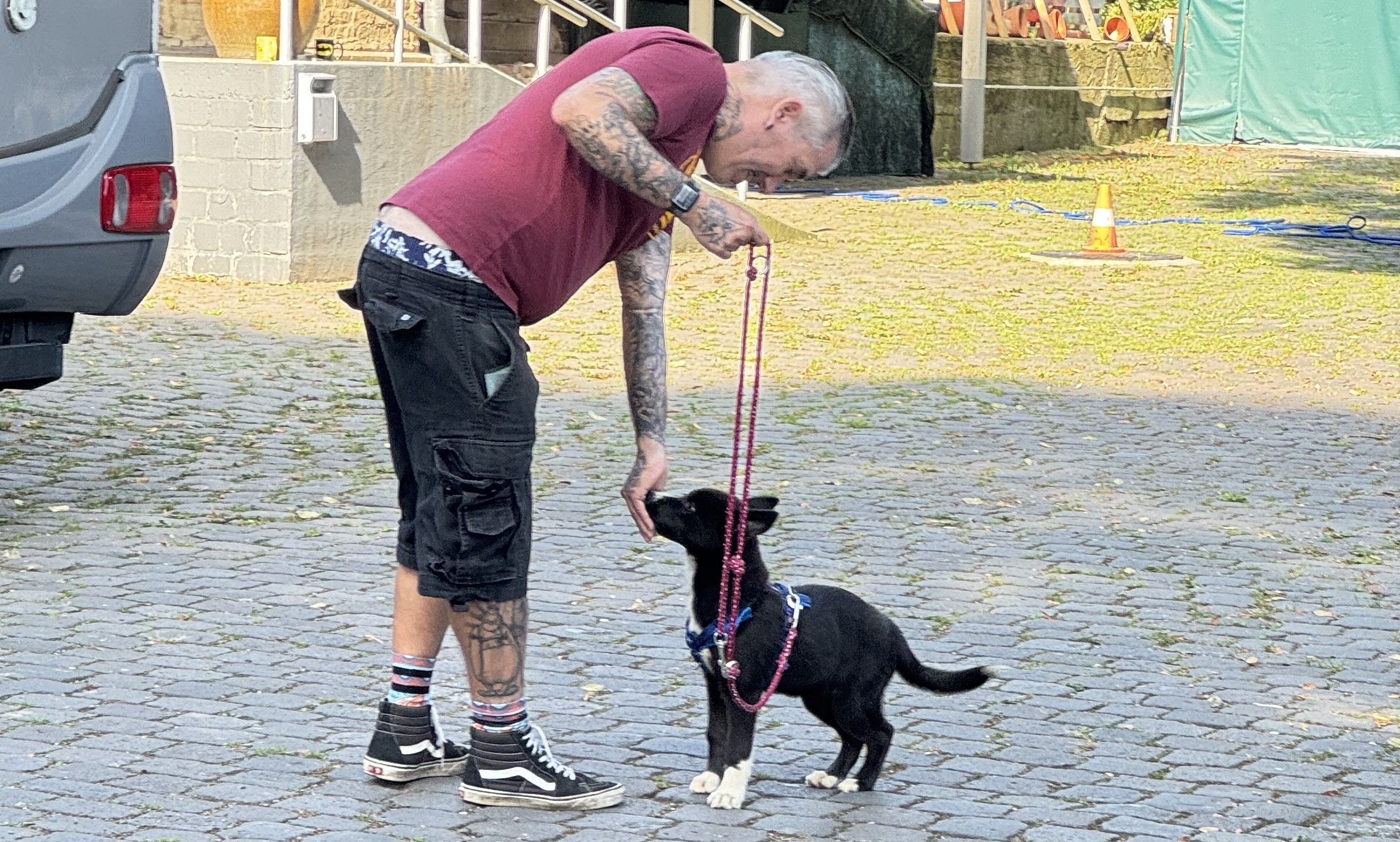 Hundetrainer Normen Mrozinski und Welpe